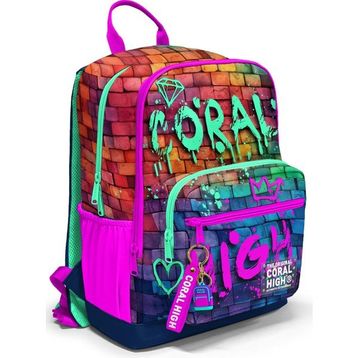 Coral High 23629 Pembe Lacivert Grafiti Yazılı Okul Sırt Çantası