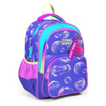 Coral High 23656 Kids Lavanta Pembe Baloncuk Desenli Üç Bölmeli Okul Sırt Çantası