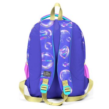 Coral High 23656 Kids Lavanta Pembe Baloncuk Desenli Üç Bölmeli Okul Sırt Çantası
