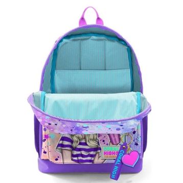 Coral High 23755 Pembe Mor Renk Fashion Girl Desenli Dört Bölmeli Okul Sırt Çantası