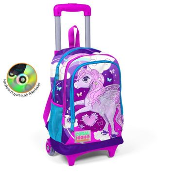 Coral High 23908 Renkli Çekçekli Unicorn Baskılı Çocuk Okul Sırt Çantası
