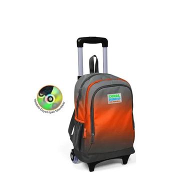 Coral High 23948 Gri Turuncu Renk Geçişli Üç Bölmeli Çekçekli Okul Sırt Çantası