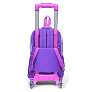 Coral High 23955 Kids Pembe Mor Fashion Girl Desenli Üç Bölmeli Çekçekli Okul Sırt Çantası