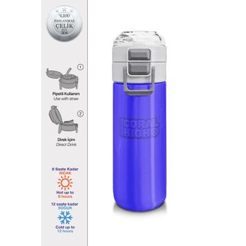 Coral High 31830 500 ml Kids Açık Mor Pipetli ve Direkt Çelik Termos
