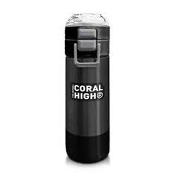 Coral High 500 ml 31824 Kids Koyu Gri Siyah Desenli Pipetli Çelik Termos