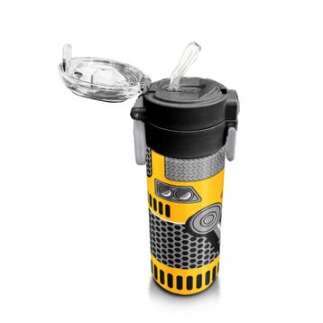 Coral High 500 ml 31862 Kids Sarı Siyah Robot Desenli Pipetli Çelik Termos