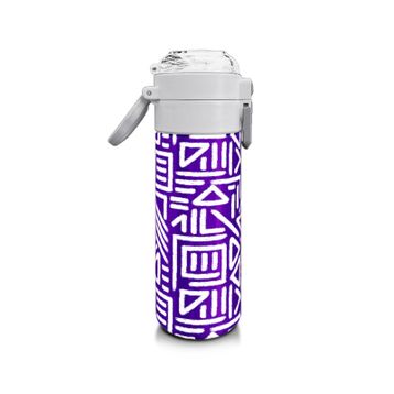Coral High 500 ml 31883 Kids Mor Beyaz Geometrik Desenli Pipetli Çelik Termos