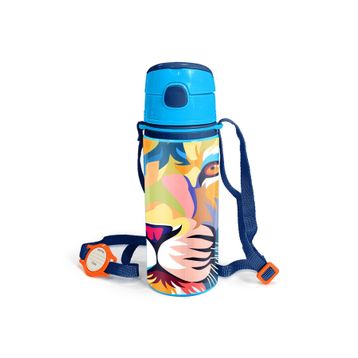 Coral High 600 ml 11938 M11 Kids Lacivert Saks Aslan Desenli Pipetli Alüminyum Matara