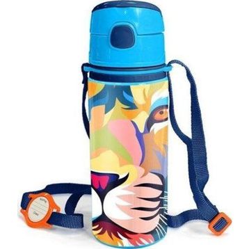 Coral High 600 ml 11938 M11 Kids Lacivert Saks Aslan Desenli Pipetli Alüminyum Matara