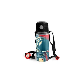 Coral High 600 ml 11941 M11 Kids Çivit Kırmızı Astronot Desenli Pipetli Alüminyum Matara