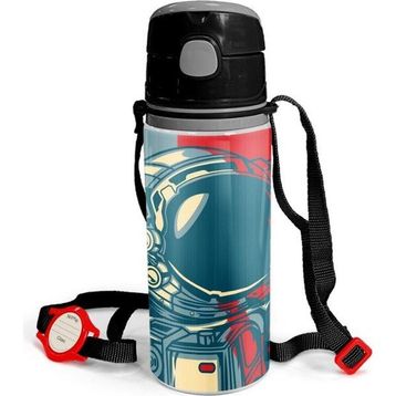 Coral High 600 ml 11941 M11 Kids Çivit Kırmızı Astronot Desenli Pipetli Alüminyum Matara