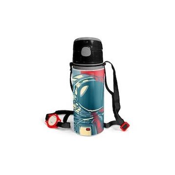 Coral High 600 ml 11941 M11 Kids Çivit Kırmızı Astronot Desenli Pipetli Alüminyum Matara