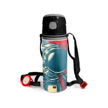 Coral High 600 ml 11941 M11 Kids Çivit Kırmızı Astronot Desenli Pipetli Alüminyum Matara