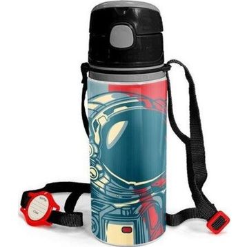 Coral High 600 ml 11941 M11 Kids Çivit Kırmızı Astronot Desenli Pipetli Alüminyum Matara