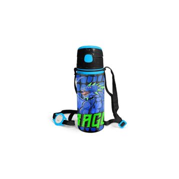 Coral High 600 ml 11942 M11 Kids Siyah Saks Ejderha Desenli Pipetli Alüminyum Matara