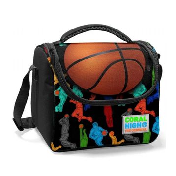 Coral High Basketbol Erkek Çocuk Ilköğretim Okul Sırt Çantası ve Beslenme Çanta Seti - Siyah Turuncu Basketbol Beslenme Çantası