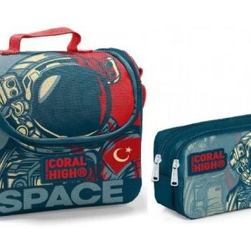 Coral High Beslenme Çantası Ve Kalemlik Takım - Lacivert - Astronot - Erkek Çocuk Kalemlik