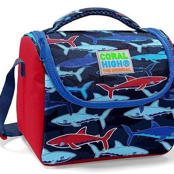 Coral High Erkek Çocuk Isı Yalıtımlı Lacivert Kırmızı Köpekbalığı Baskılı Beslenme Çantası