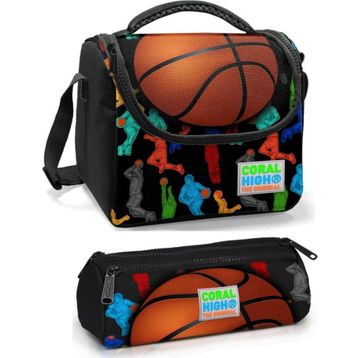Coral High Erkek Çocuk Siyah Turuncu Basketbol Beslenme Çantası Seti
