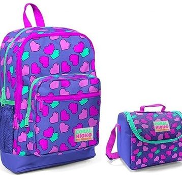 Coral High Kalp Baskılı Kız Çocuk İlkokul Çantası ve Beslenme Seti
