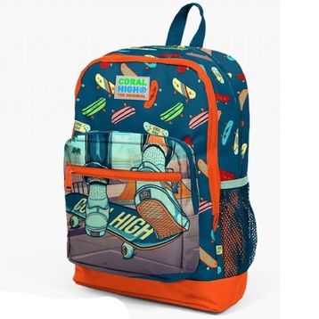 Coral High Kids Civit Neon Turuncu Kaykay Desenli 3’lü Erkek Çocuk Okul Çanta Seti