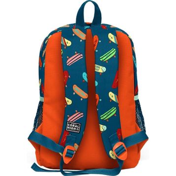 Coral High Kids Civit Neon Turuncu Kaykay Desenli Dört Bölmeli Okul Sırt Çantası