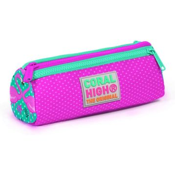 Coral High Kids Pembe Flamingolar Üç Bölmeli - Kız Kalemlik