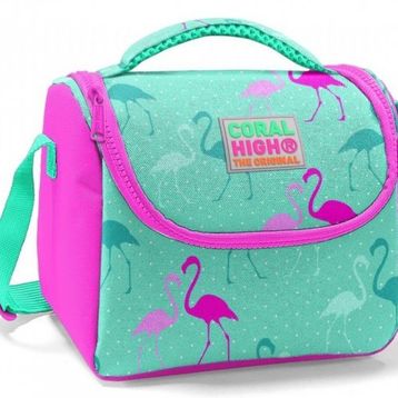 Coral High Kız Çocuk Su Yeşili Pembe Flamingo Okul - Isı Yalıtımlı Beslenme Çantası
