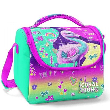 Coral High Kız Çocuk Su Yeşili Pembe Flamingo Okul - Isı Yalıtımlı Beslenme Çantası