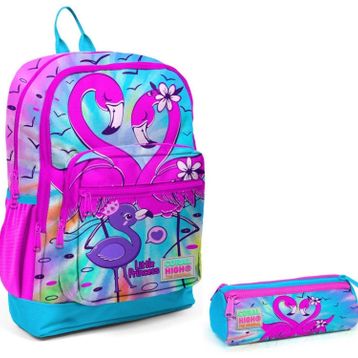 Coral High Mavi Pembe Flamingo İlkokul Sırt Çantası ve Kalemlik Seti
