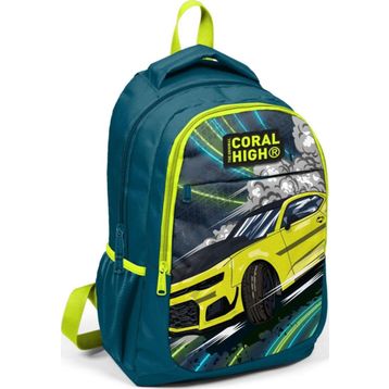 Coral High Nefti Sarı Araba Erkek Çocuk USB Çıkışlı Ilkokul ve Ortaokul Sırt Okul Çantası
