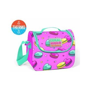 Coral High Pembe Makaron Desenli Termoslu Beslenme Çantası