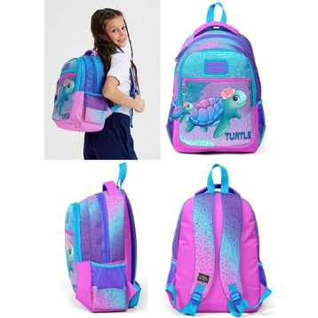 Coral High Pembe Mavi Kaplumbağa Ilkokul Ortaokul Sırt ve Kalemlik Seti Okul Çantası