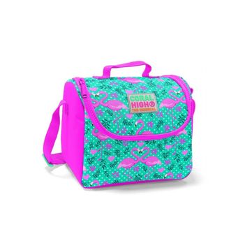 Coral High Pembe-Yeşil Flamingo Baskılı Termoslu Kız Çocuk Beslenme Çantası