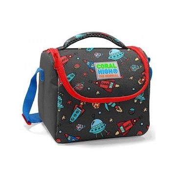 Coral High Siyah Kırmızı Roket Baskılı Erkek Çocuk Okul Beslenme Çantası