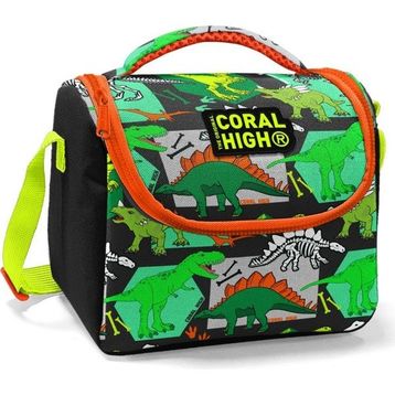 Coral High Siyah Yeşil Dinazor Baskılı Erkek Çocuk Beslenme Çantası
