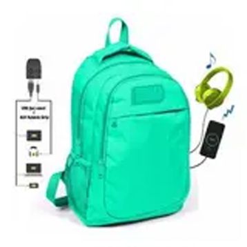 Coral High Usb ve Aux Çıkışlı Kız ve Erkek Su Yeşili İlk ve Ortaokul Sırt Çantası