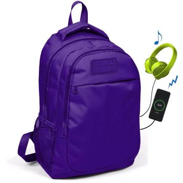 Coral High Usb Ve Aux Çıkışlı Mor İlk ve Ortaokul Sırt Çantası