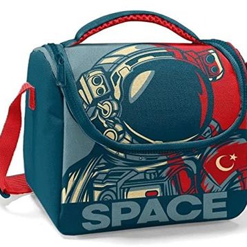 Coral High Yeşil Astronot Baskılı Erkek Çocuk Okul Beslenme ve Piknik Çantası Beslenme Çantası