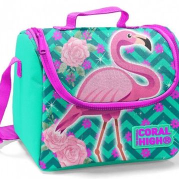 Coral High Yeşil Flamingo Baskılı Termoslu Kız Çocuk Beslenme Çantası