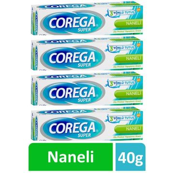 Corega 5000198021202 4x40 gr Naneli Süper Diş Protezi Yapıştırıcı Krem