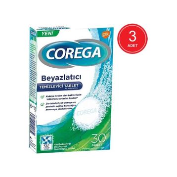 Corega Beyazlatıcı 3x30'lu Diş Protezi Temizleyici Tablet