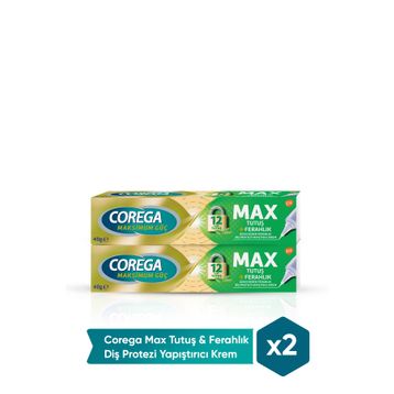 Corega Max Tutuş Ferahlık 2x40 gr Diş Protezi Yapıştırıcı Krem