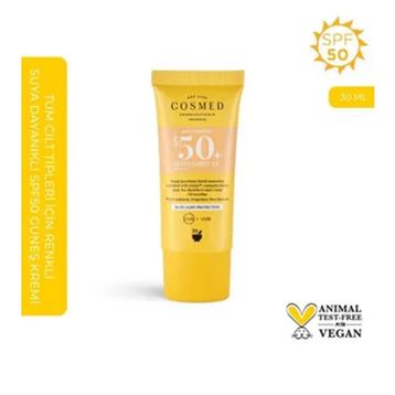 Cosmed Tüm Cilt Tipleri İçin SPF+50 30 ml Renkli Güneş Kremi