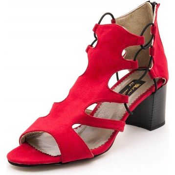 Costo Shoes 17428 Kırmızı Süet Topuklu Büyük Numara Kadın Ayakkabıları