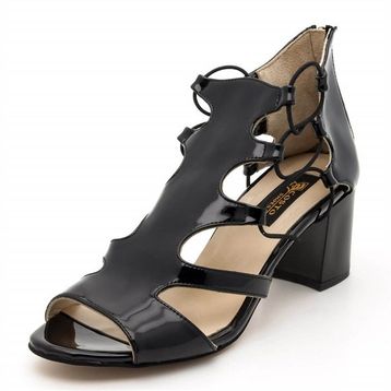 Costo Shoes 17428 Siyah Rugan Topuklu Büyük Numara Kadın Ayakkabıları