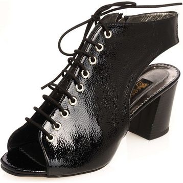 Costo Shoes 17428 Siyah Rugan Topuklu Büyük Numara Kadın Ayakkabıları