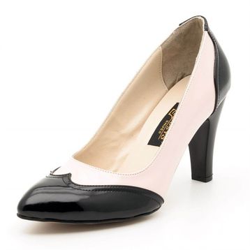 Costo Shoes 1954 Pudra-Siyah Büyük Numara Kadın Ayakkabısı
