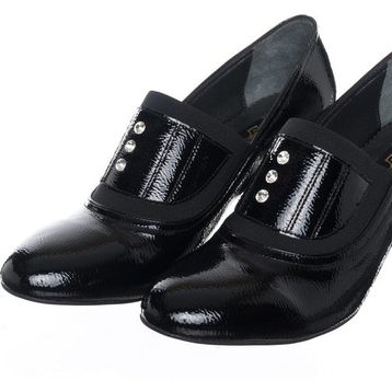 Costo Shoes 58974 Siyah Rugan Büyük Numara Abiye Kadın Ayakkabısı