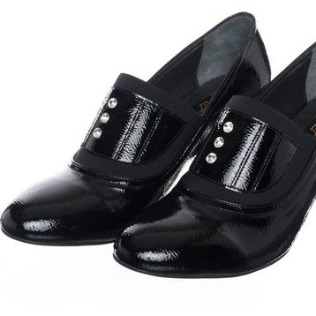 Costo Shoes 58974 Siyah Rugan Büyük Numara Abiye Kadın Ayakkabısı